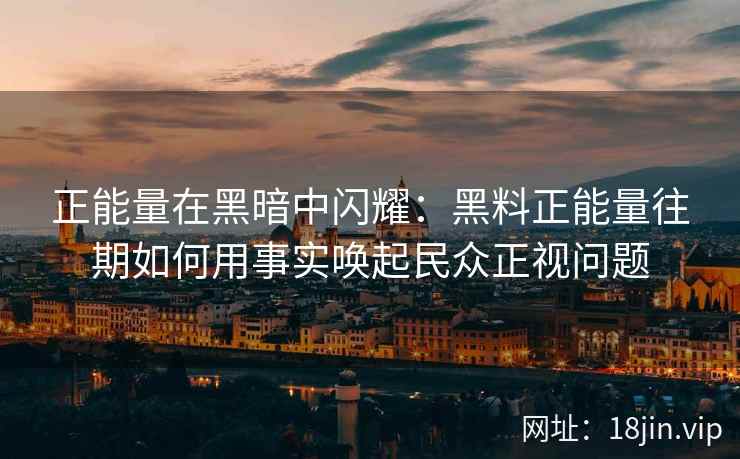 正能量在黑暗中闪耀：黑料正能量往期如何用事实唤起民众正视问题