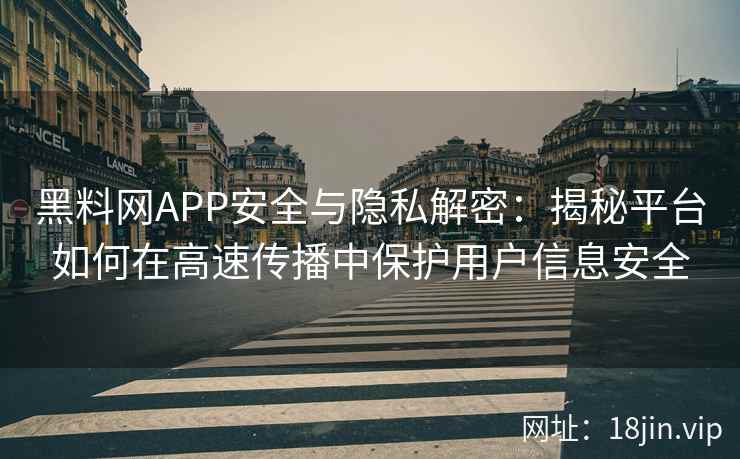 黑料网APP安全与隐私解密：揭秘平台如何在高速传播中保护用户信息安全